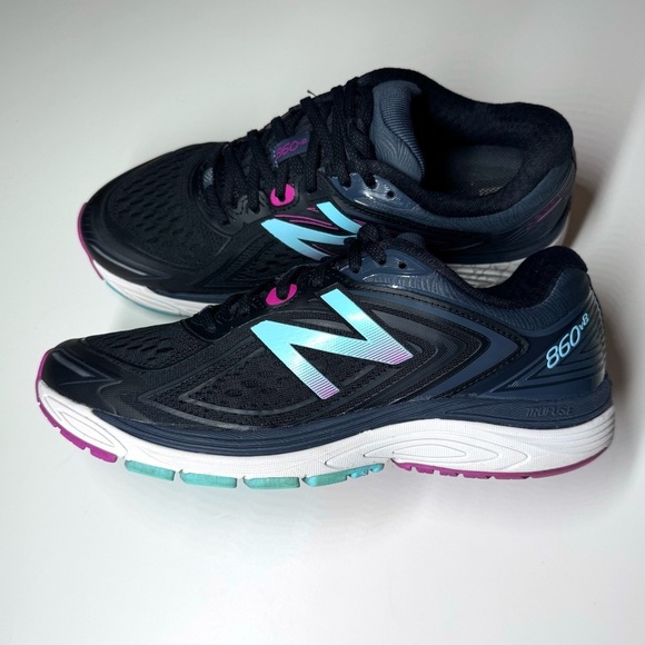 New Balance Women's 860V8 Black and Pink Running Shoes Size- 10 - Picture 8 of 10